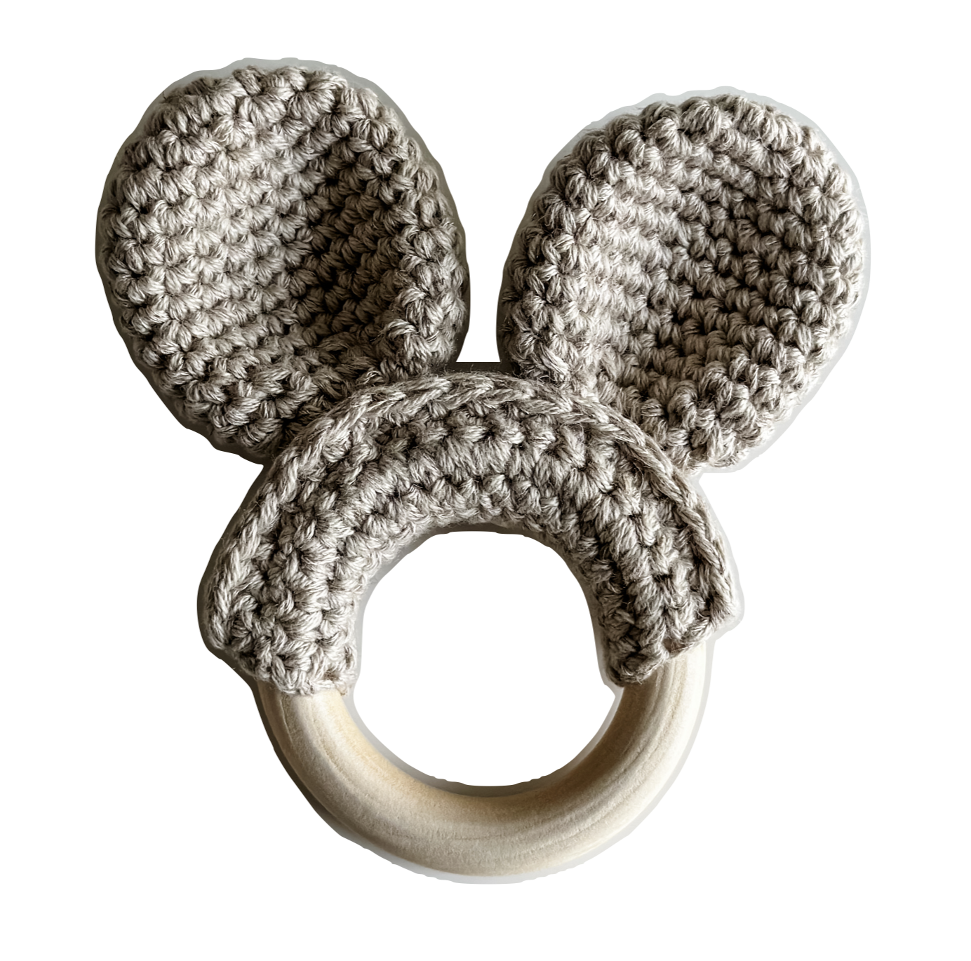 Virkbeskrivning: Bitring med prasselöron - nalle